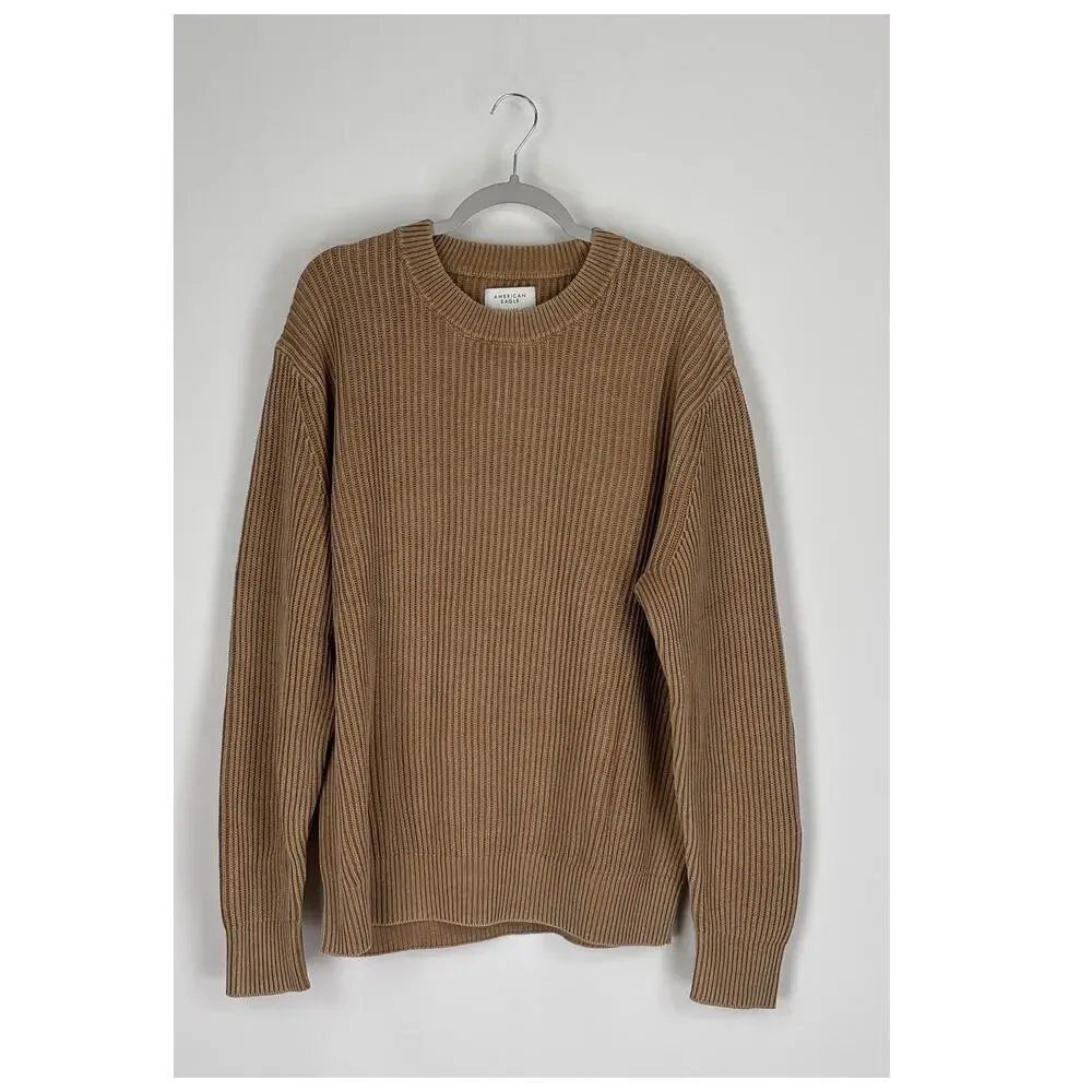 American Eagle Fisherman Crew Neck Sweater Brown Mens Size Large Tall New